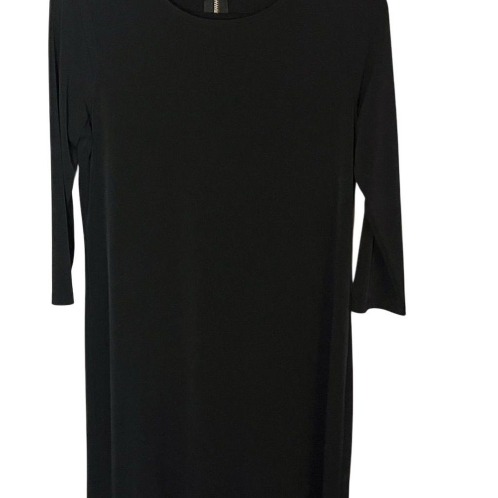 Michael Kors Women's Black 3/4 Sleeve Knee Length Dress Gold Zipper M